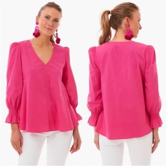 Tuckernuck Pomander Place Blouse Top Easton Pink Size Medium - Picture 4 of 11